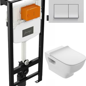 Комплект 4в1: Инсталляция, панель смыва, унитаз с крышкой-сиденьем Jacob Delafon Struktura K22091901